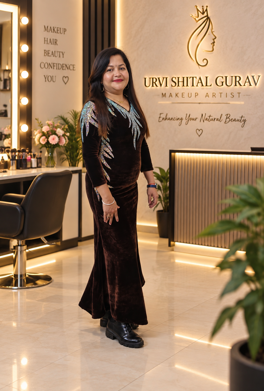Shital Gurav in her makeup studio
