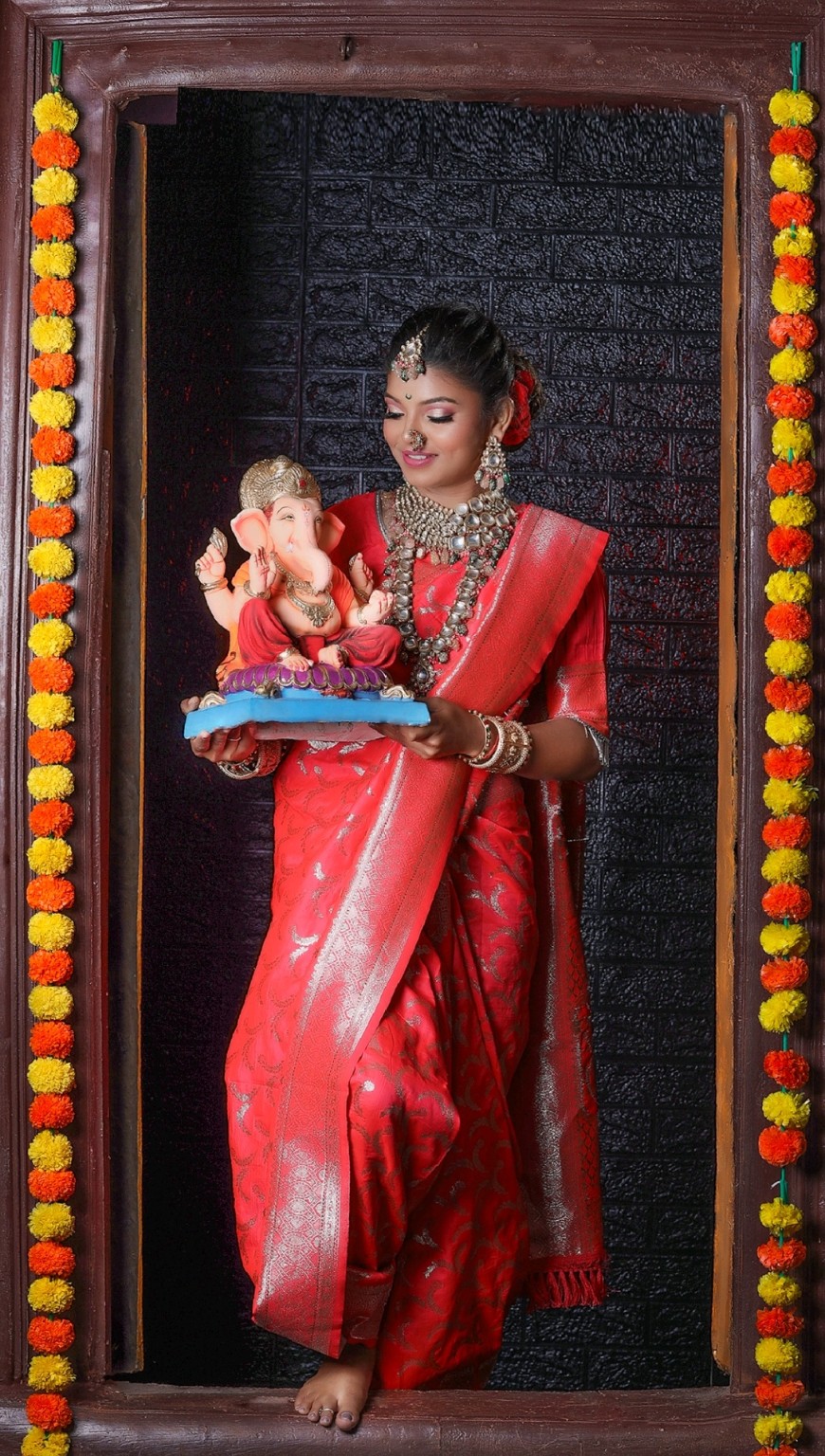 Ganesh Chaturthi traditional makeup look
