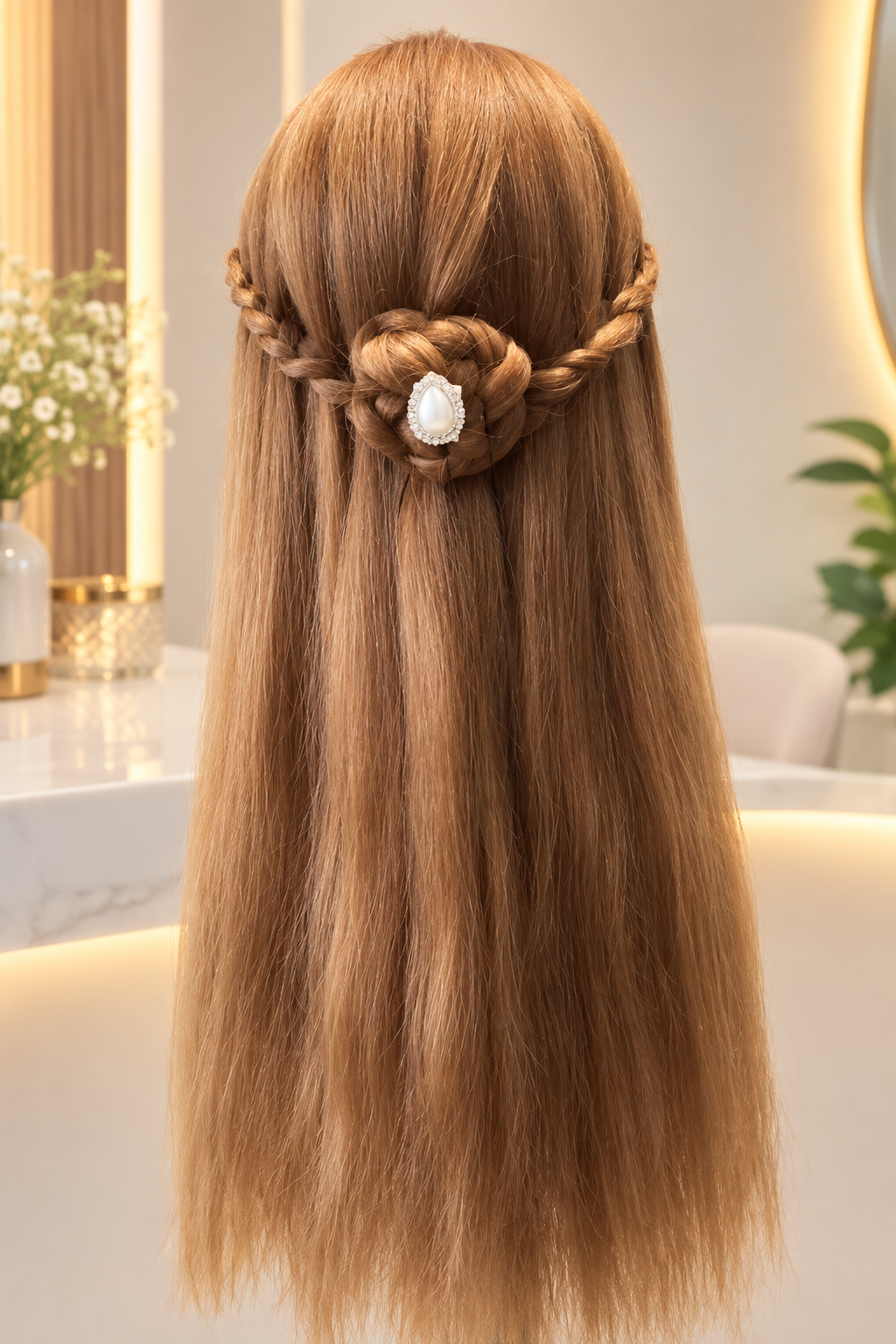 Elegant half-up hairstyling by Shital Gurav